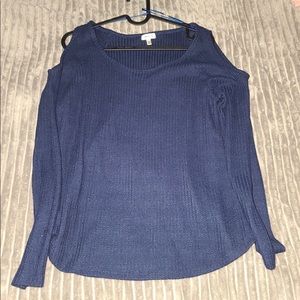 Blue Open Shoulder Long sleeve